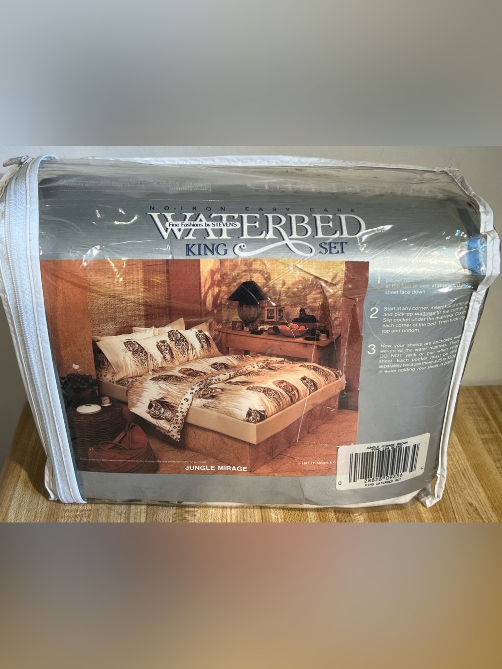 Vintage Stevens KING Size Waterbed Sheet Set Jungle Mirage Brown NEW